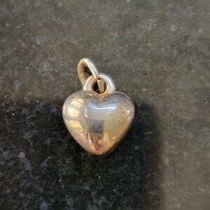 Vintage Puffy Heart Charm Pendants Warm Silver Tone Petite Love Token Jewelry